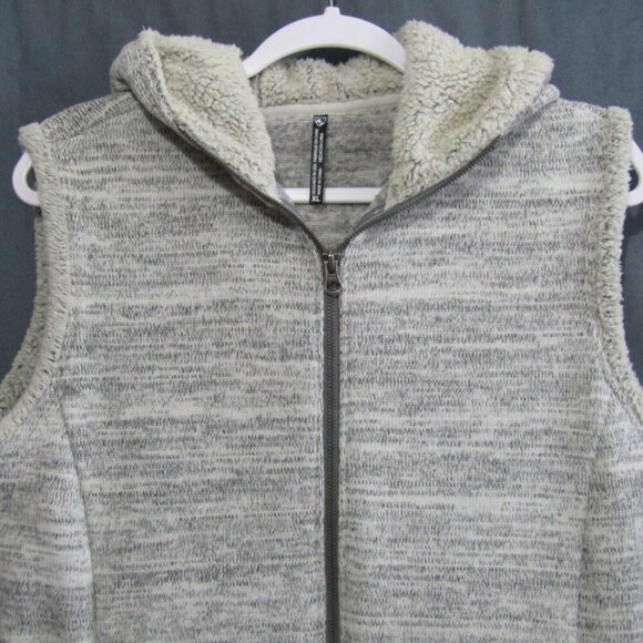Kuhl Alaska Vest Fleece Sherpa Hooded Gray Cream Womens Size XL Full Zip Pockets - Picture 2 of 10